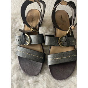 Naked Feet Zeke Heeled Ankle Strap Gray Sandals Women Size 9M